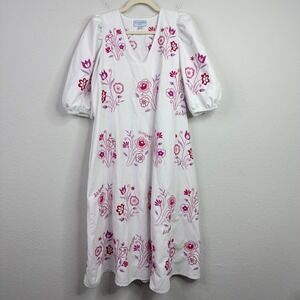 Mi Golondrina Mexico Dress Womens M Embroidered Floral Romantic Cottagecore Boho